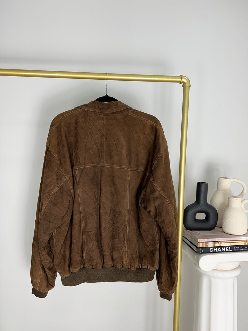 VINTAGE BROWN SUEDE BOMBER JACKET