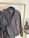 VINTAGE ESPRESSO BROWN DISTRESSED LEATHER BOMBER JACKET