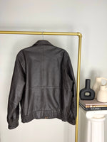 VINTAGE ESPRESSO BROWN DISTRESSED LEATHER BOMBER JACKET