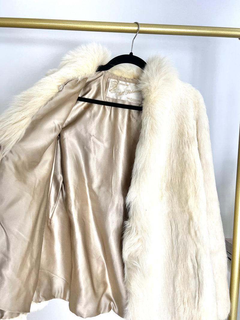 VINTAGE WHITE RABBIT FUR COAT