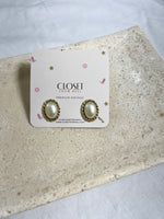 VINTAGE GOLD + PEARL TWISTED OVAL EARRINGS