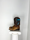 IMPERIAL RICH BROWN VINTAGE LEATHER COWBOY BOOTS - SIZE 10W