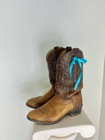 IMPERIAL RICH BROWN VINTAGE LEATHER COWBOY BOOTS - SIZE 10W
