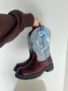 VINTAGE BROWN + BLUE EMBROIDERED ARIAT COWBOY BOOTS - SIZE 6.5W