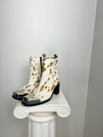 CHIC TOPSHOP MARSHAL WESTERN ANIMAL PRINT LEATHER BOOTS - SIZE 7.5