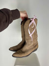 VINTAGE BROWN SUEDE LEATHER COWBOY BOOTS - SIZE 5.5W