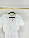 V NECK WHITE EYELET EMBROIDERED TOP