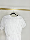 V NECK WHITE EYELET EMBROIDERED TOP