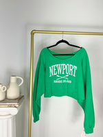 VINTAGE OFF THE SHOULDER GREEN NEWPORT SWEATSHIRT