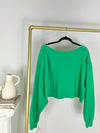 VINTAGE OFF THE SHOULDER GREEN NEWPORT SWEATSHIRT