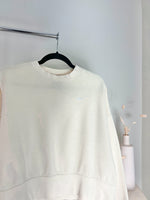 PALE YELLOW NIKE SWOOSH CROPPED EMBROIDERED CREWNECK