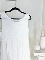 WHITE FLOWY LINEN DRESS