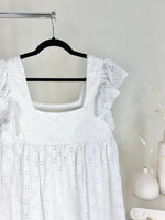 WHITE ASOS EYELIT BABYDOLL DRESS