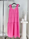 PINK TIE BACK TIERED MAXI DRESS