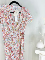FLORAL WRAP TIE WAIST MAXI DRESS