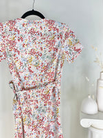 FLORAL WRAP TIE WAIST MAXI DRESS