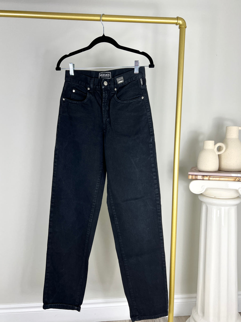 VINTAGE 1990s BLACK VERSACE JEANS | SIZE 26