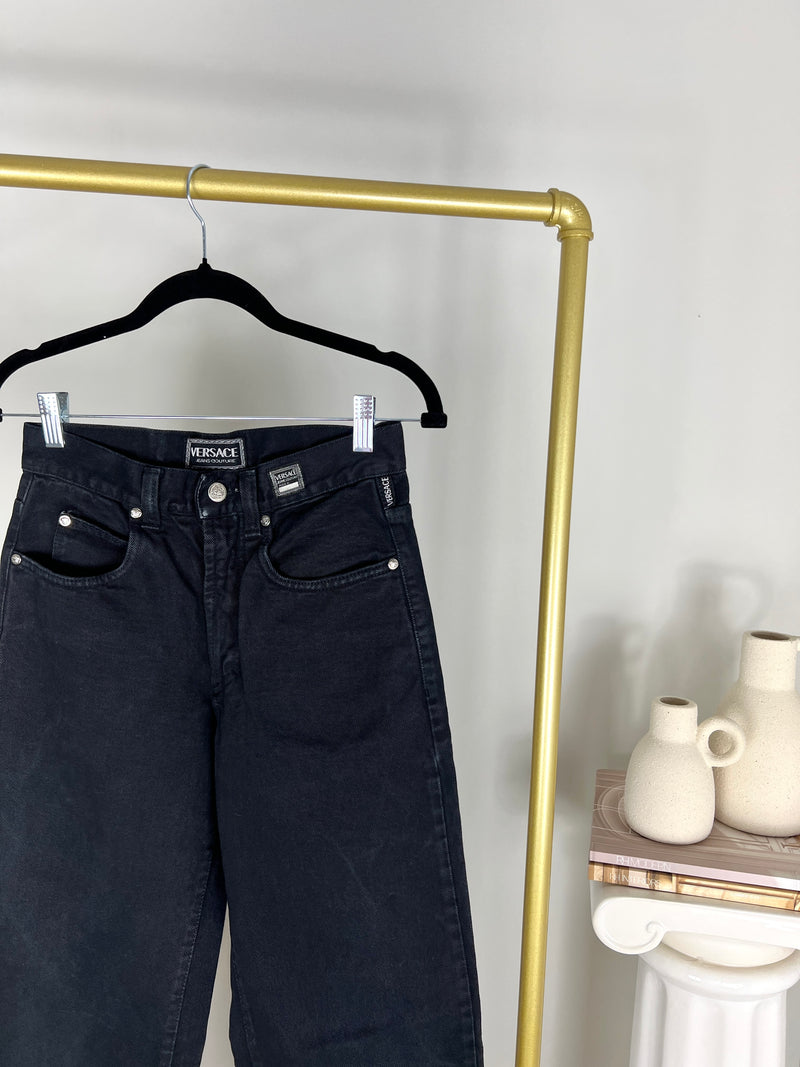 VINTAGE 1990s BLACK VERSACE JEANS | SIZE 26