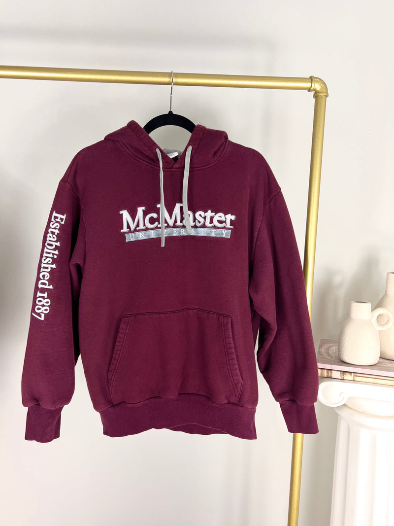 MCMASTER UNIVERSITY EMBROIDERED MAROON HOODIE