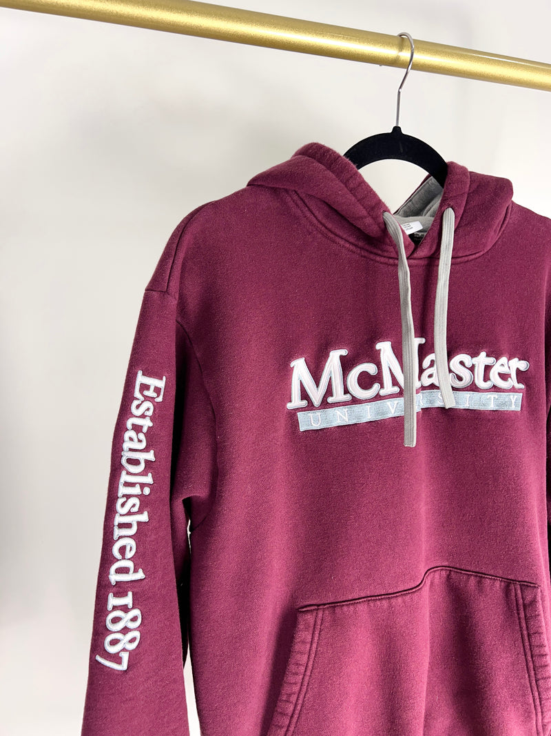 MCMASTER UNIVERSITY EMBROIDERED MAROON HOODIE