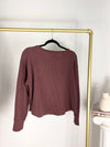SLOUCHY WAFFLE KNIT CHERRY WOOD RED GAP T-SHIRT