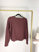 SLOUCHY WAFFLE KNIT CHERRY WOOD RED GAP T-SHIRT