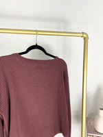 SLOUCHY WAFFLE KNIT CHERRY WOOD RED GAP T-SHIRT