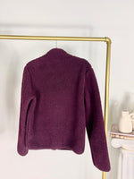 COZY SHERPA ZIP FRONT BURGUNDY JACKET