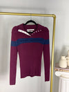 VINTAGE BURGUNDY TOMMY HILFIGER RIBBED COLLARED SWEATER