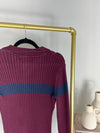 VINTAGE BURGUNDY TOMMY HILFIGER RIBBED COLLARED SWEATER