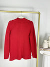 VINTAGE RALPH LAUREN RED QUARTER ZIP RIBBED SWEATER