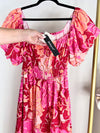 FLORAL SQUARE NECK PUFF SLEEVE MAXI DRESS