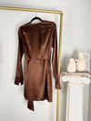 PRINCESS POLLY CHOCOLATE BROWN WRAP MINI DRESS