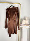 PRINCESS POLLY CHOCOLATE BROWN WRAP MINI DRESS