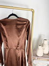 PRINCESS POLLY CHOCOLATE BROWN WRAP MINI DRESS