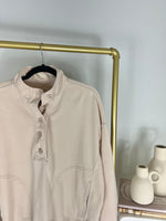 AERIE CREAM BUTTON UP HENLEY SWEATSHIRT