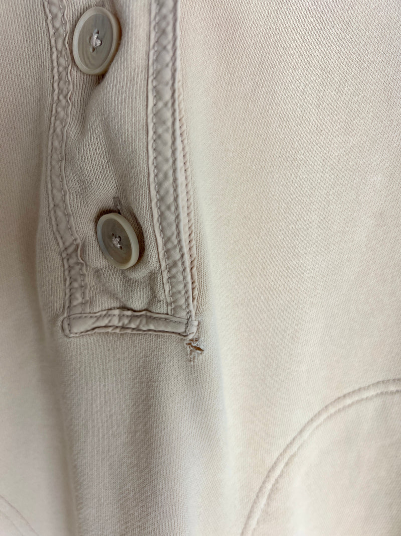 AERIE CREAM BUTTON UP HENLEY SWEATSHIRT