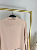 AERIE BUTTON HENLEY TAN CROPPED SWEATSHIRT