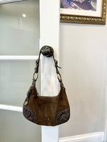 FRANCESCO BIASIA CHOCOLATE BROWN MONOGRAM SHOULDER BAG