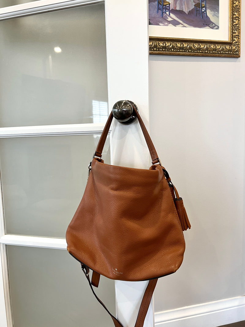 KATE SPADE PEBBLED BROWN LEATHER BAG
