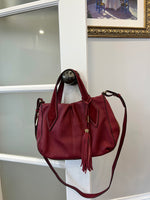 BURGUNDY GENUINE LEATHER PEBBLED BAG