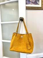 RALPH LAUREN MUSTARD SUEDE TOTE
