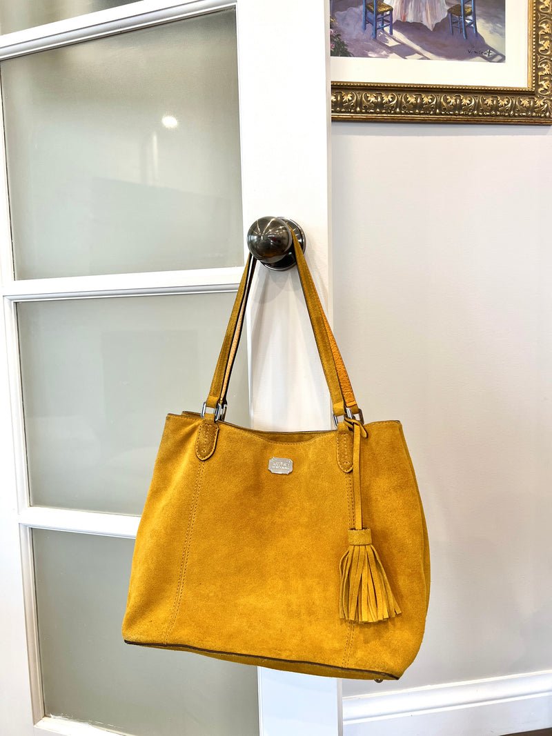 RALPH LAUREN MUSTARD SUEDE TOTE