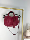 BURGUNDY GENUINE LEATHER PEBBLED BAG