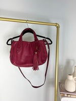 BURGUNDY GENUINE LEATHER PEBBLED BAG