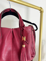 BURGUNDY GENUINE LEATHER PEBBLED BAG