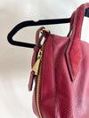 BURGUNDY GENUINE LEATHER PEBBLED BAG