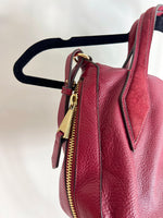 BURGUNDY GENUINE LEATHER PEBBLED BAG