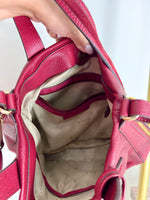 BURGUNDY GENUINE LEATHER PEBBLED BAG