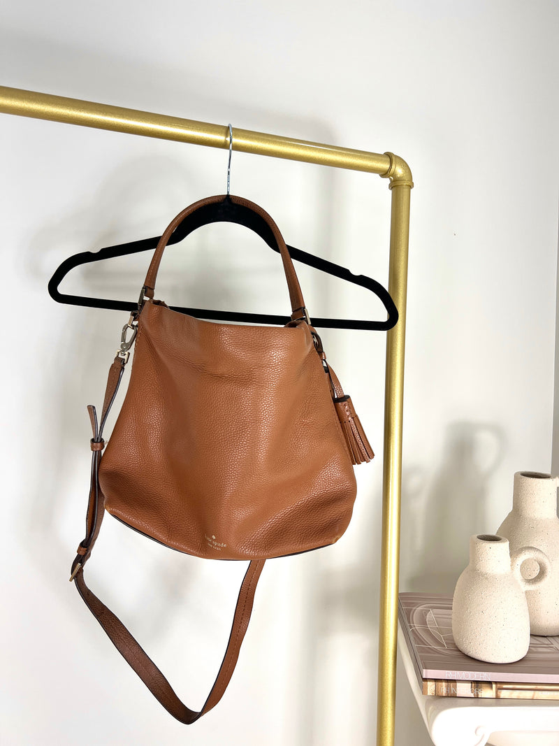 KATE SPADE PEBBLED BROWN LEATHER BAG